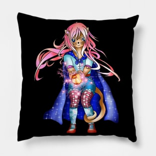 Sorcerer cat creates a fireball Pillow