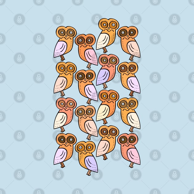 Colorful and Cute Illustrated Owl Pattern by Davey's Designs