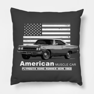 Plymouth Road Runner American Muscle Car 60s 70s Old is Gold Pillow