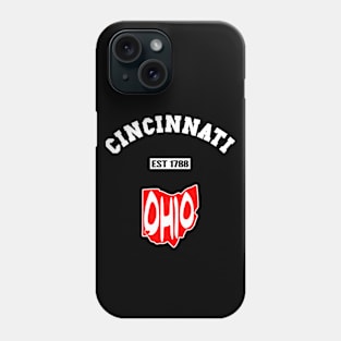 ⚾ Cincinnati Ohio Strong, Red and White Map, Est 1788, City Pride Phone Case