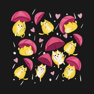 Cute raining cats and kittens with umbrellas T-Shirt