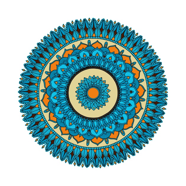 Blue asian floral mandala by ComPix