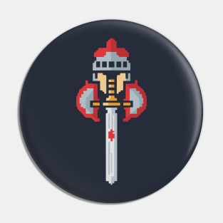 PIXEL WARRIOR holding 8bit Retro Sword minimalist Pin