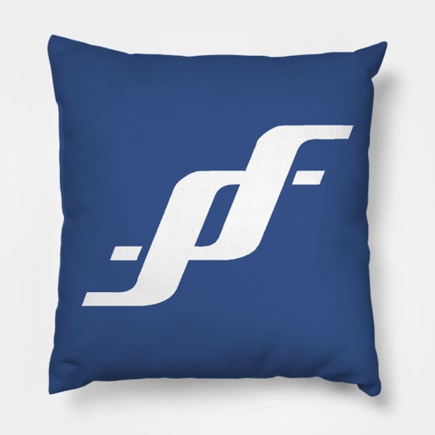 SPSF Railway Company White Stylized Upper Left Chest Logo T-Shirt Pillow by Kodachrome Railway Colors