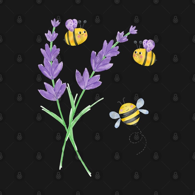 Happy flowers and cute little bees. by kittiyapornklummai@gmail.com