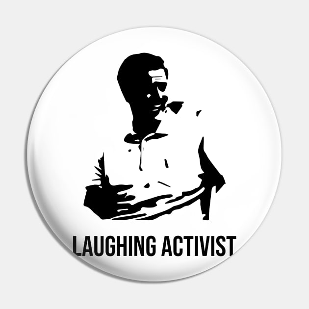 Laughing Activist Green Shirt Guy Pin by sheepmerch