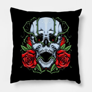 Skull And Roses Pillow