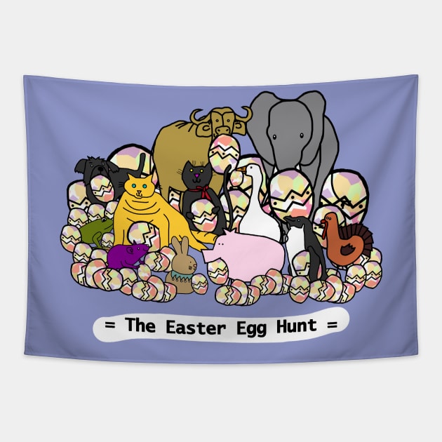 Easter Egg Hunt with Cute Animals Tapestry by ellenhenryart