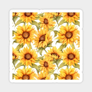 Sunflowers watercolor pattern #4 Magnet