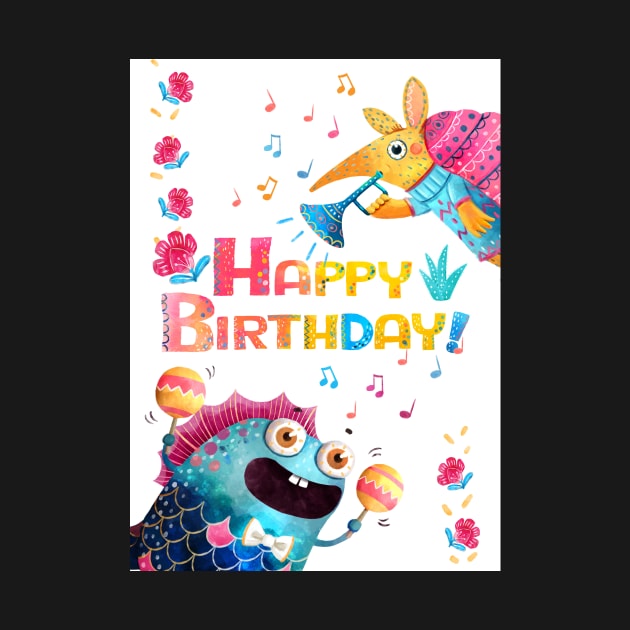 Mexican creatures Birthday card by monikasuska