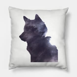 Space Wolf Silhouette Pillow