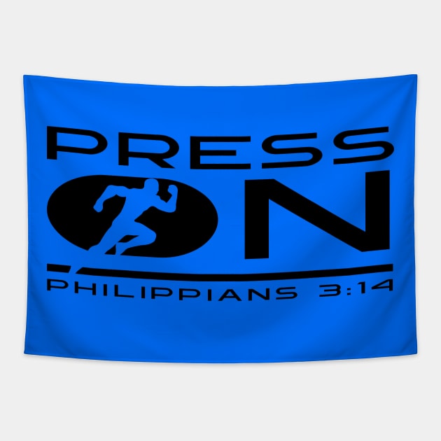 Press On - Philippians 3:14 | Bible Quotes Tapestry by Hoomie Apparel