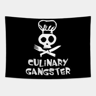 Gangster Chef Skull Skeleton Tapestry