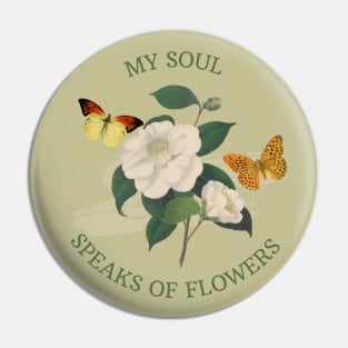 Watercolor white camellia flowers and butterflies - vintage flowers Pin