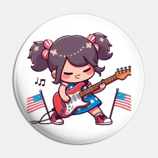 A Whimsical Tribute to American Culture in Cartoon Style T-Shirt Pin