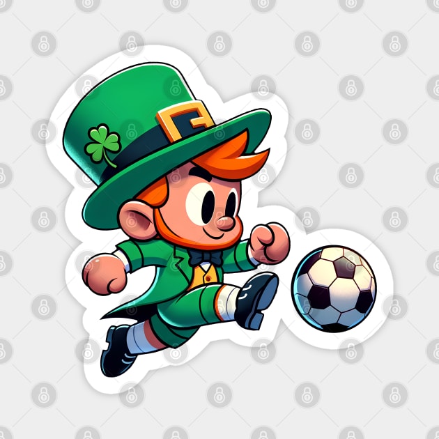 St Patricks Day Irish Leprechaun Soccer Player Magnet by E