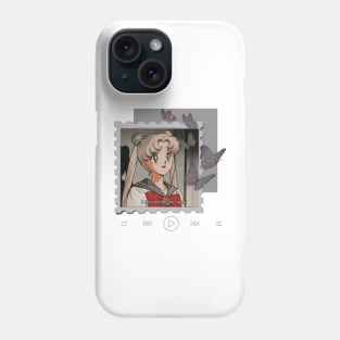 Anime, cute, quote, butterfly, aesthetic, animecore, cute, music player, vintage, stamp, inspiration, anime girl, love, romantic, I just want to be happy, happiness, vibes Phone Case