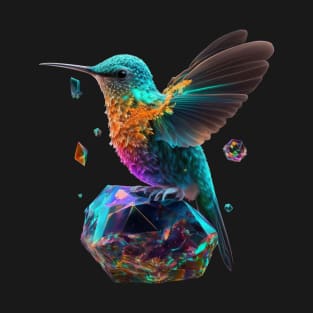 Psychedelic Hummingbird and Space Crystals T-Shirt