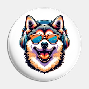 Shikoku Smiling DJ with Headphones and Sunglasses Pin