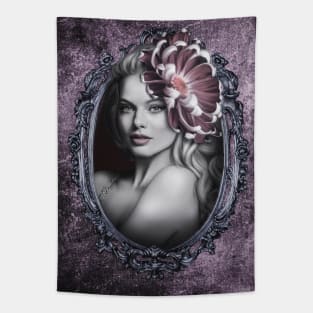 Pale Pink Exotic Beauty Portrait Frame Tapestry