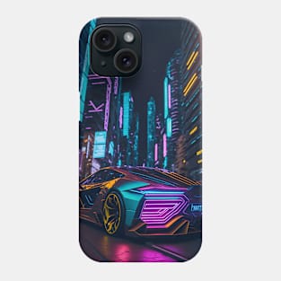 Dark Neon City Sports Car Phone Case