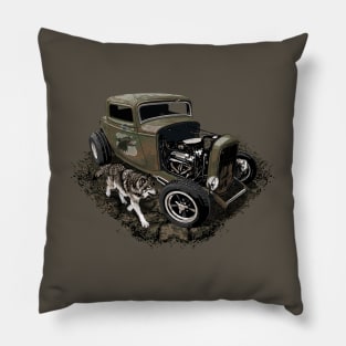 Rusty Hot Rod and Wolf Pillow