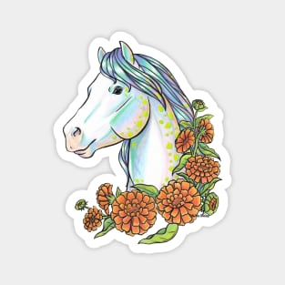 Opal Horse with Calendula Magnet