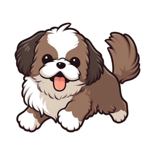 Cute Shih Tzu Running by SundayDonuts