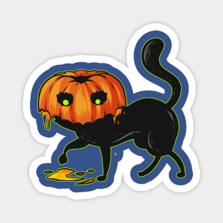 Black Cat With A Pumpkin Costume Hat For Halloween Magnet