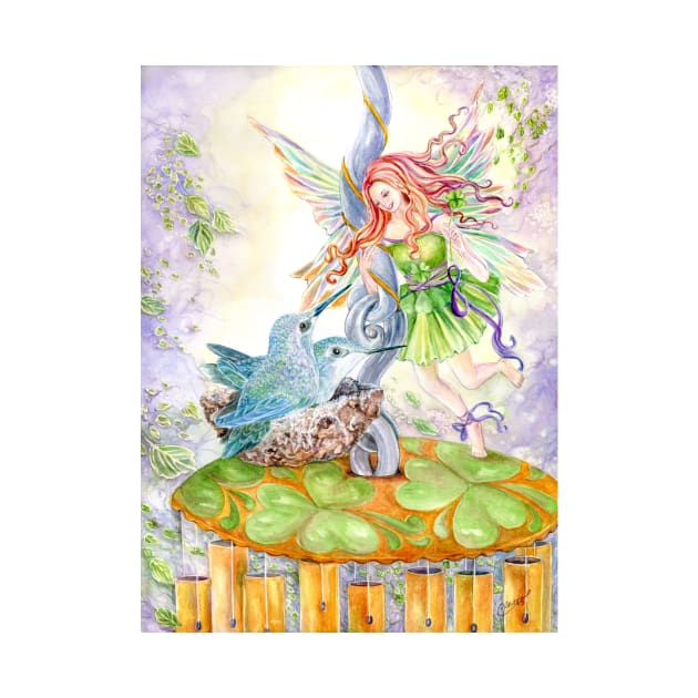 Shamrock Fairy with Hummingbirds by cristinahansen