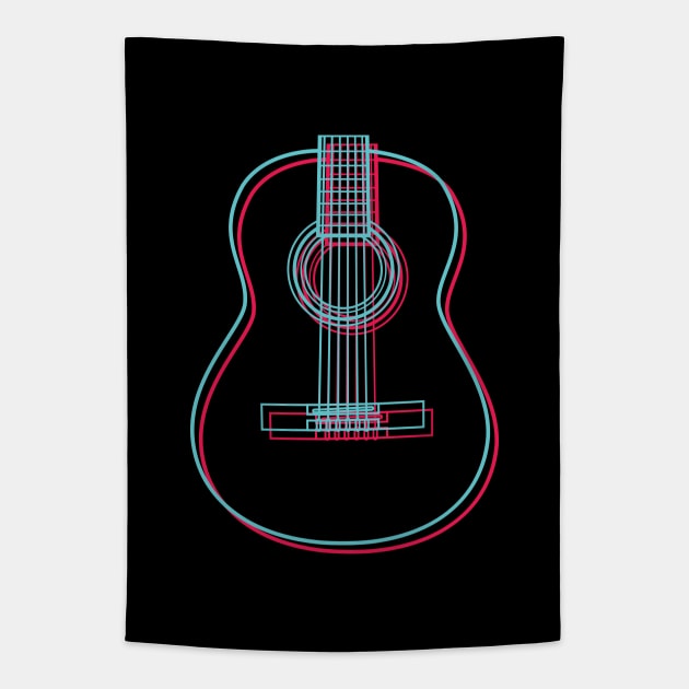 3D Classical Acoustic Guitar Body Outline Tapestry by nightsworthy