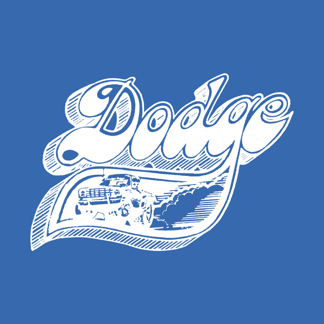 Vintage Dodge Pick-Up Art (White on Blue) by jepegdesign