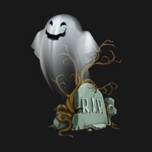 Halloween Ghost and Grave T-Shirt