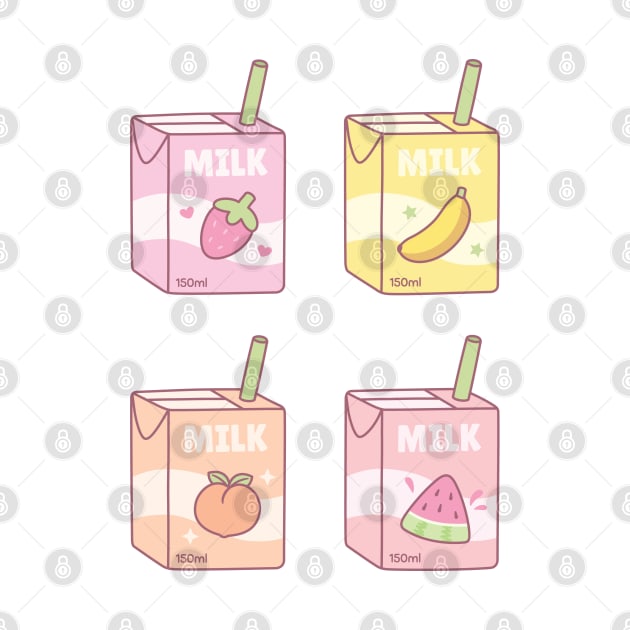 Assorted Fruits Flavored Milk Boxes Doodle by rustydoodle