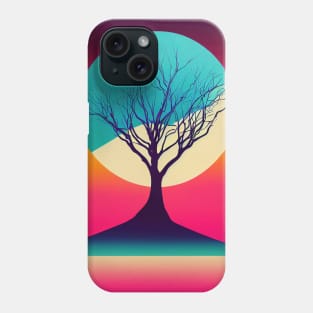 Vibrant Colored Whimsical Minimalist Lonely Tree - Abstract Minimalist Bright Colorful Nature Poster Art of a Leafless Branches Phone Case