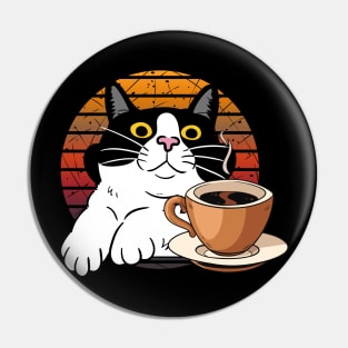 cat and coffee Pin