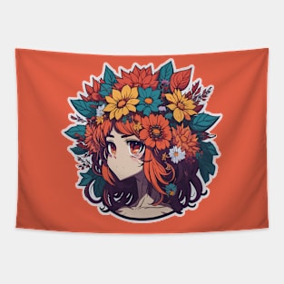 Floral Crown Girl Tapestry