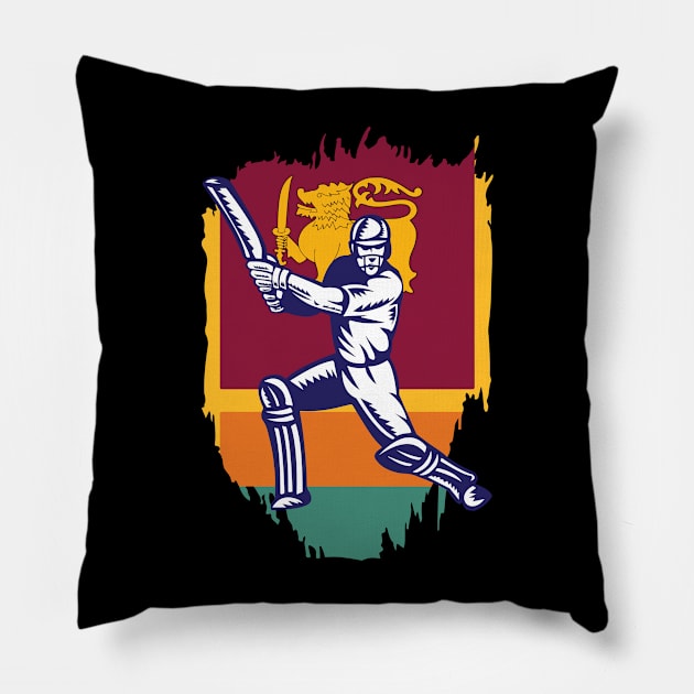 Sri Lanka Cricket Player Batsman Design Pillow by alltheprints