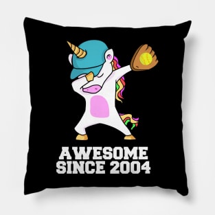 Softball Player 2004 Dabbing Unicorn 19th BDay Pillow