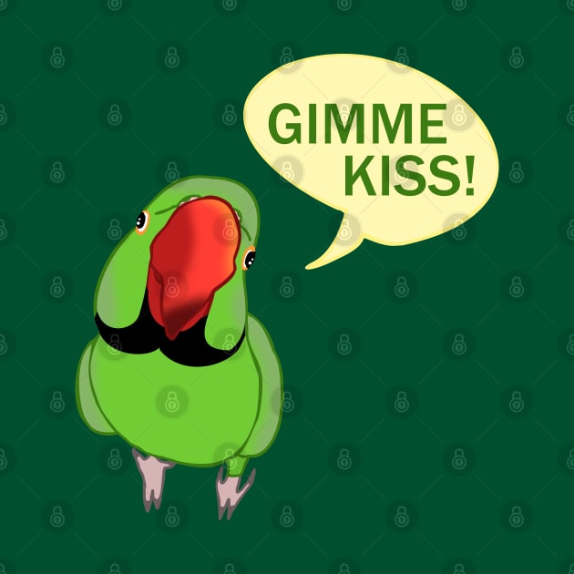 GIMME KISS - green indian ringneck by FandomizedRose