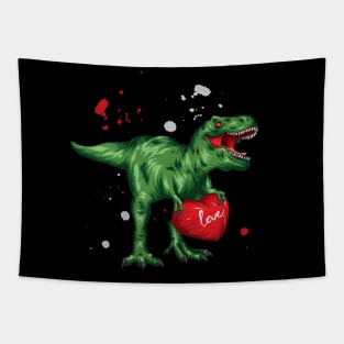 dinosaur heart valentine Tapestry