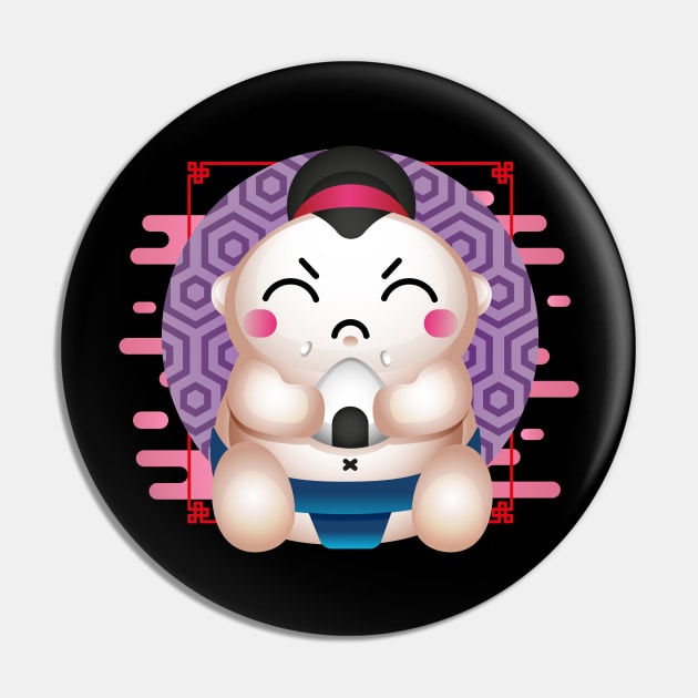 Hungry Sumo Pin by RedOni Clothing