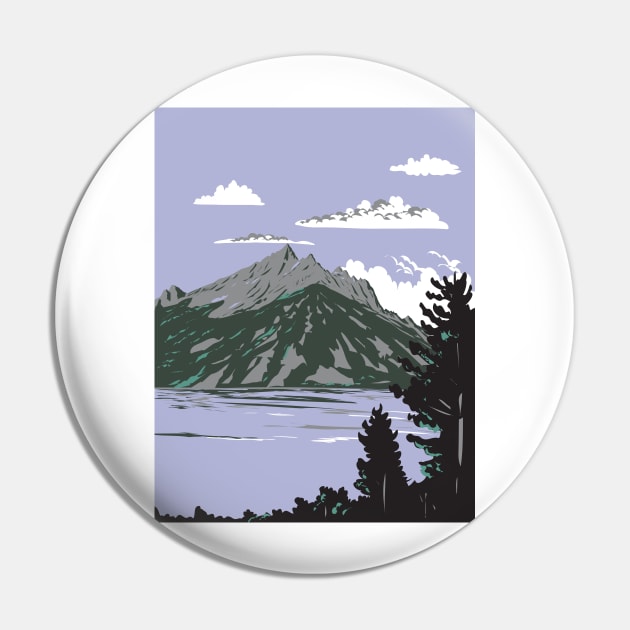 Jenny Lake in Grand Teton National Park Wyoming USA WPA Art Poster Pin by retrovectors