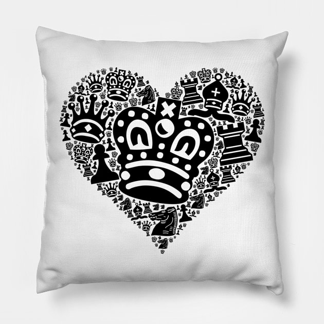 Chess Figures in Heart | Chess Player Gift Pillow by shirtonaut