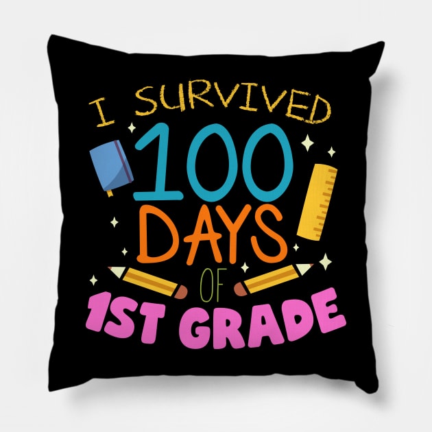 I Survived 100 Days of First Grade Students and Teachers Pillow by screamingfool