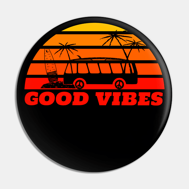 Good Vibes Retro Minibus Pin by Funkrafstik