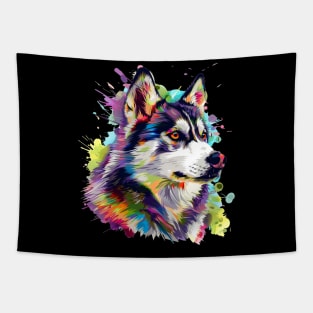 Husky Colorfull Pop Art Design For Dog Onwer Tapestry