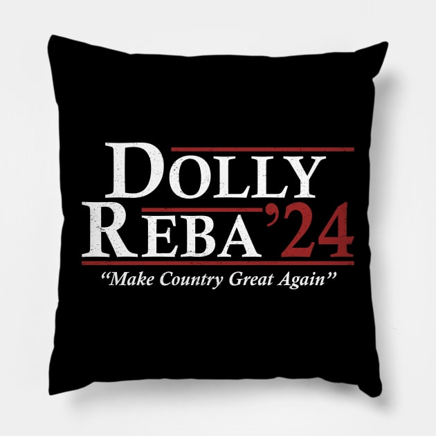 Dolly Reba 2024 Make Country Great Again Vintage Pillow by RomanDanielsArt