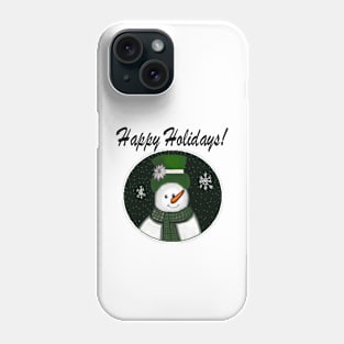 Green Snowman Happy Holidays! Phone Case