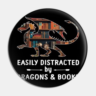 Imaginative Escapes Dragon Cartoon  Easily Distracted By Dragons & Books Pin